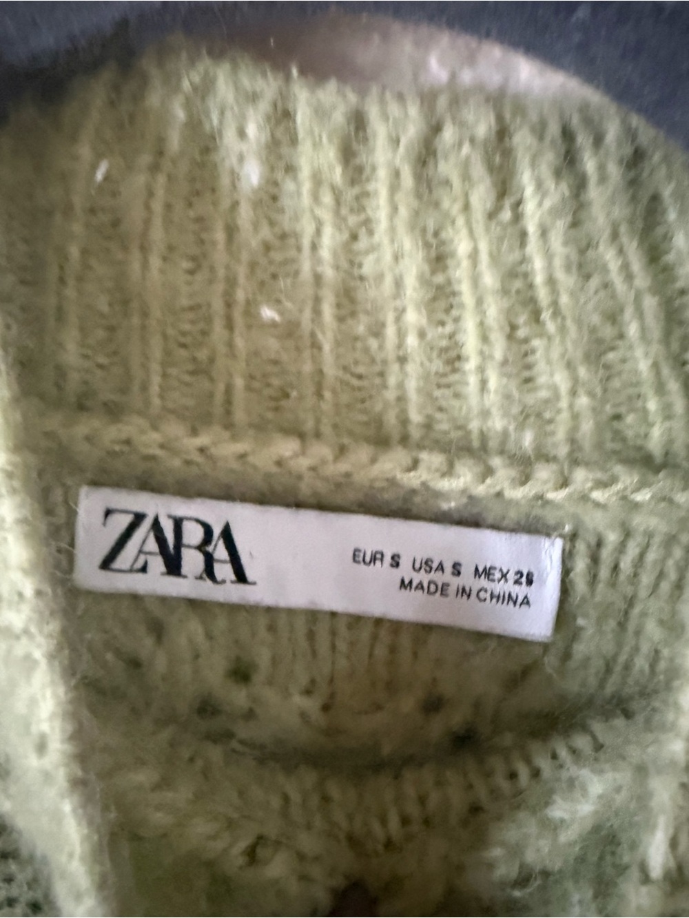 Zara Light Green Textured Bobble Turtleneck Sweater - Picture 3 of 3